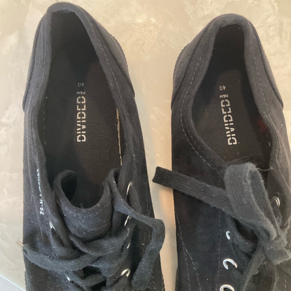 H&M Divided Concept No. 52 black canvas platform lace-up sneakers, Sz 8.5 - Picture 5 of 12